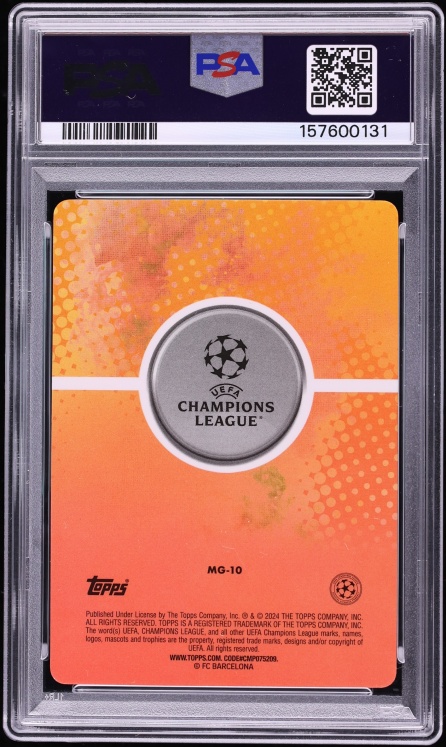 2023 Topps Merlin UEFA CC Gamers Gold Fireworks Lamine Yamal ROOKIE /50 #MG-10 PSA 8