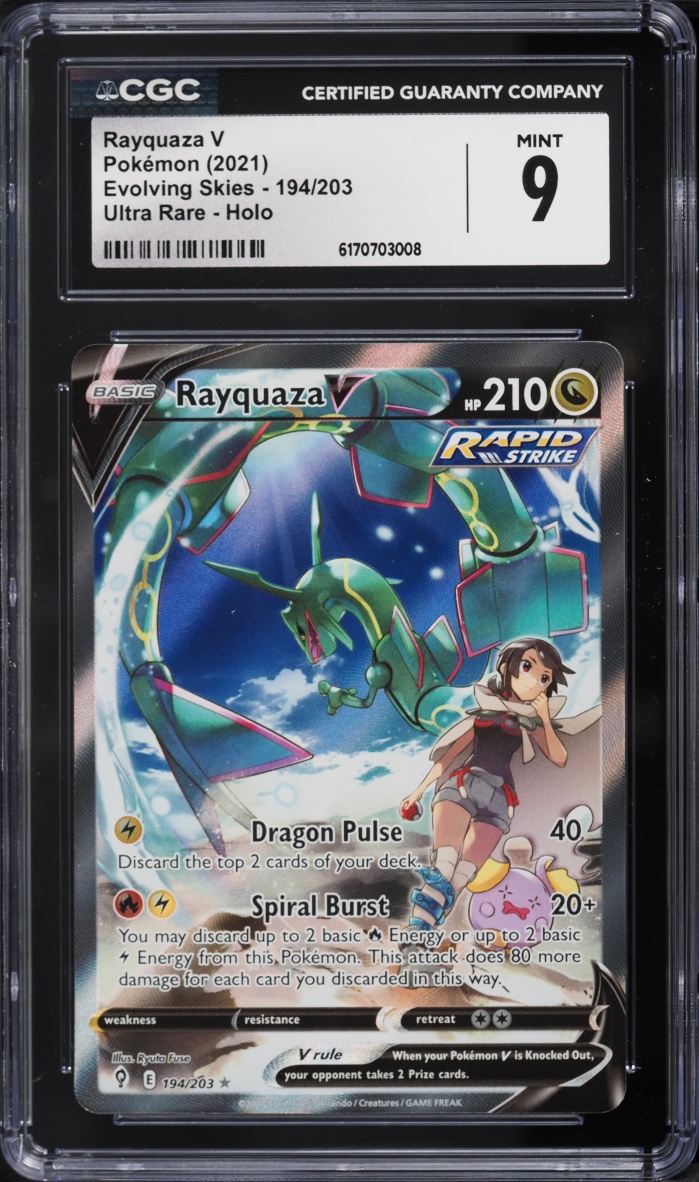 2021 Pokemon Sword & Shield Evolving Skies Alt Art Rayquaza V #194 CGC 9 MINT