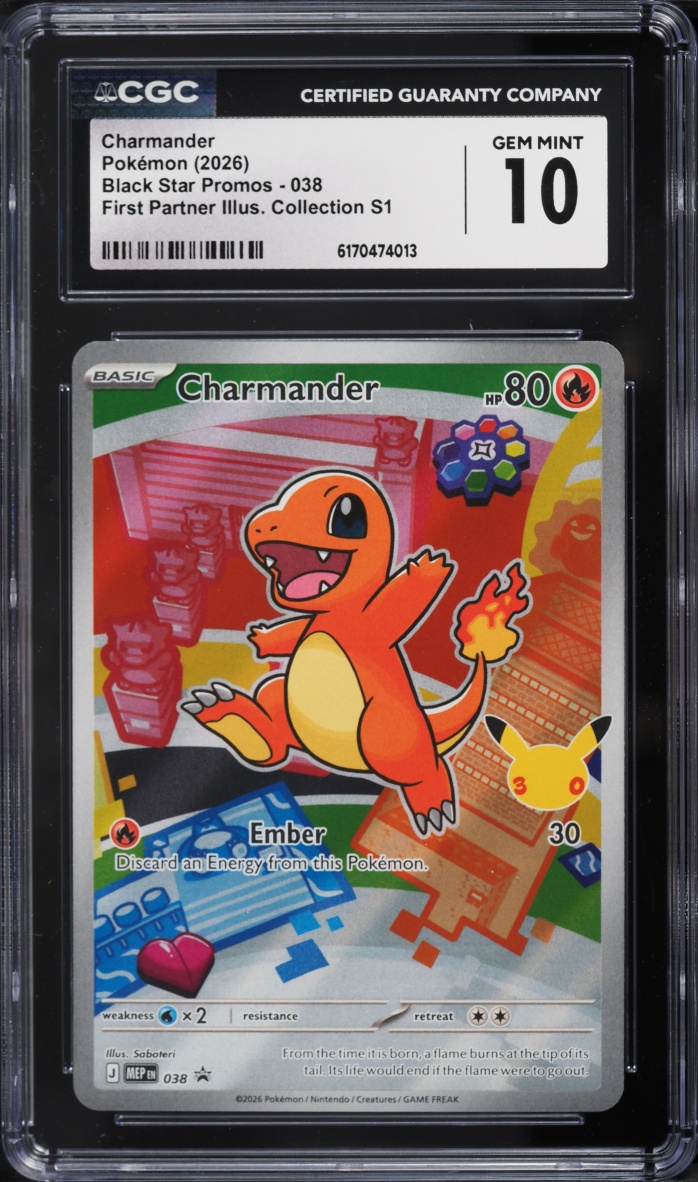 2026 Pokemon Mega Evolution Promo First Partner Illus S1 Full Art Charmander #38 CGC 10 GEM
