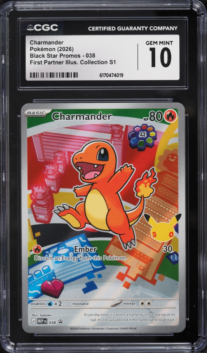 2026 Pokemon Mega Evolution Promo First Partner Illus S1 Full Art Charmander #38 CGC 10 GEM