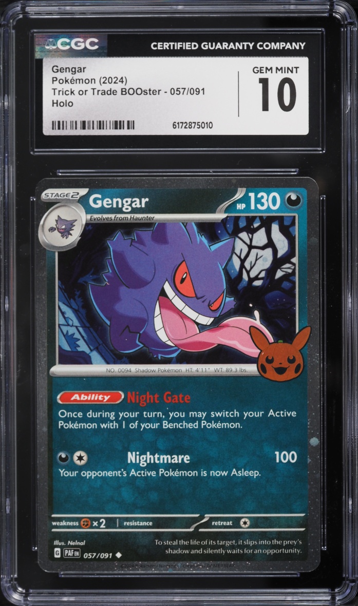 2024 Pokemon Scarlet & Violet Trick Or Trade BOOster Cosmos Holo Gengar #57 CGC 10 GEM MINT
