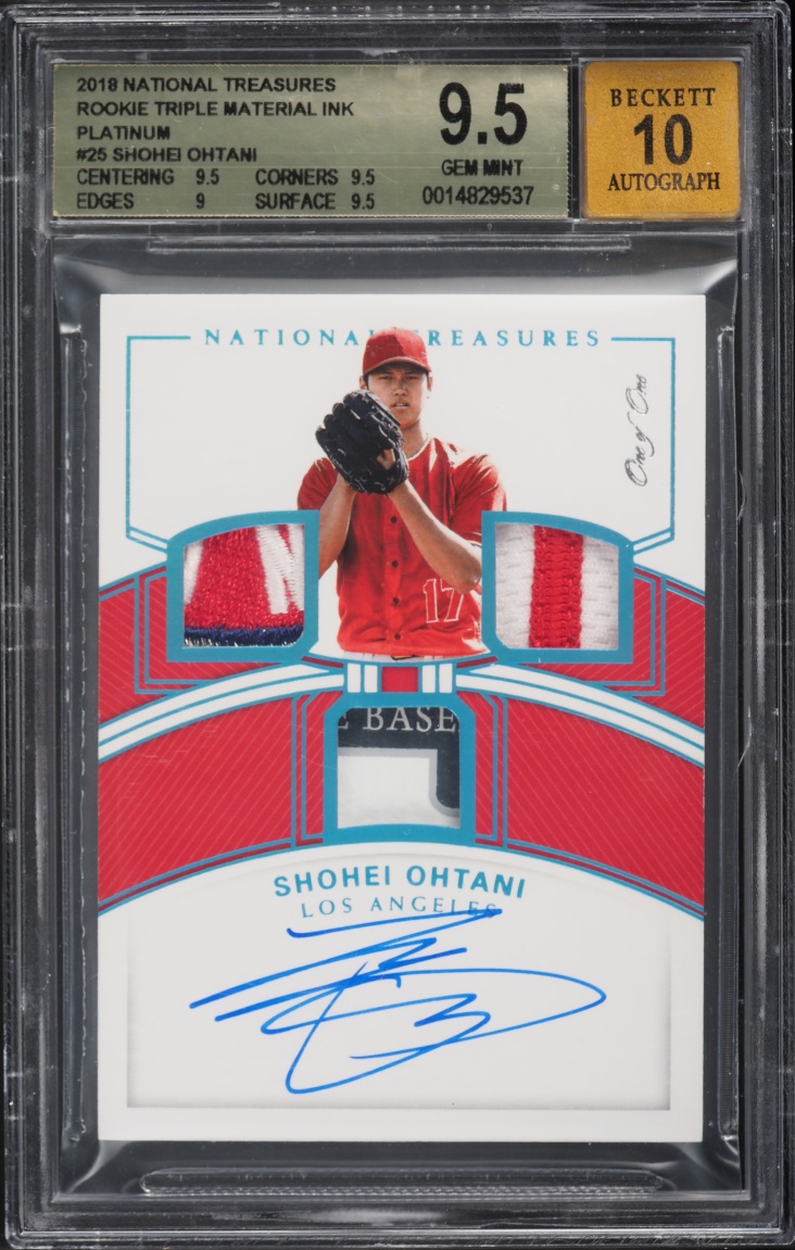 2018 National Treasures Platinum Shohei Ohtani ROOKIE PATCH AUTO 1/1 #25 BGS 9.5 GEM