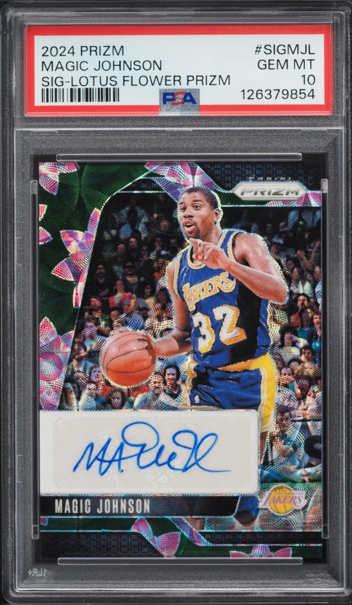 2024 Panini Prizm Lotus Flower Magic Johnson AUTO /18 #SIG-MJL PSA 10 GEM MINT