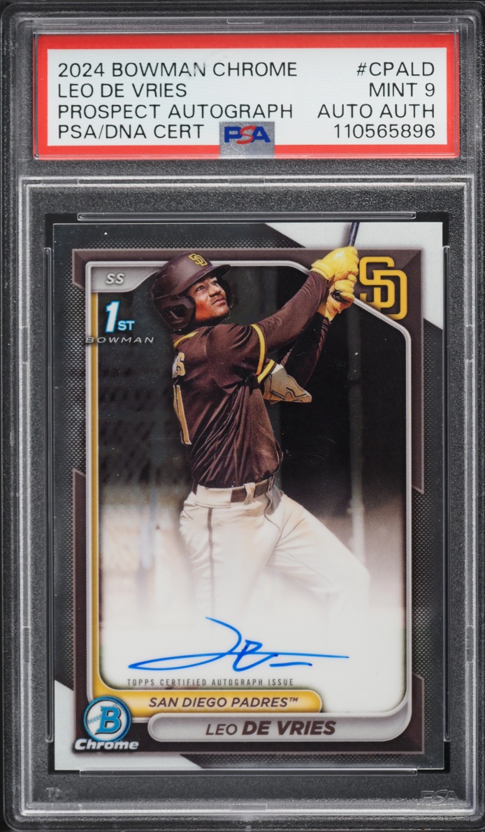 2024 Bowman Chrome Leo De Vries PROSPECT AUTO DNA AUTH #CPA-LD PSA 9 MINT