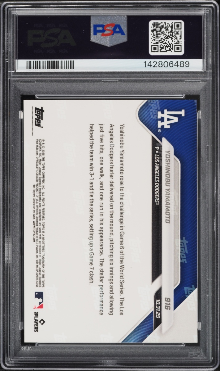 2025 Topps Now Yoshinobu Yamamoto #916 PSA 10 GEM MINT