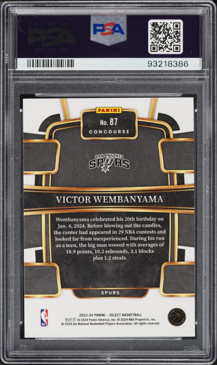 2023 Select Concourse Blue Victor Wembanyama ROOKIE #87 PSA 10 GEM MINT