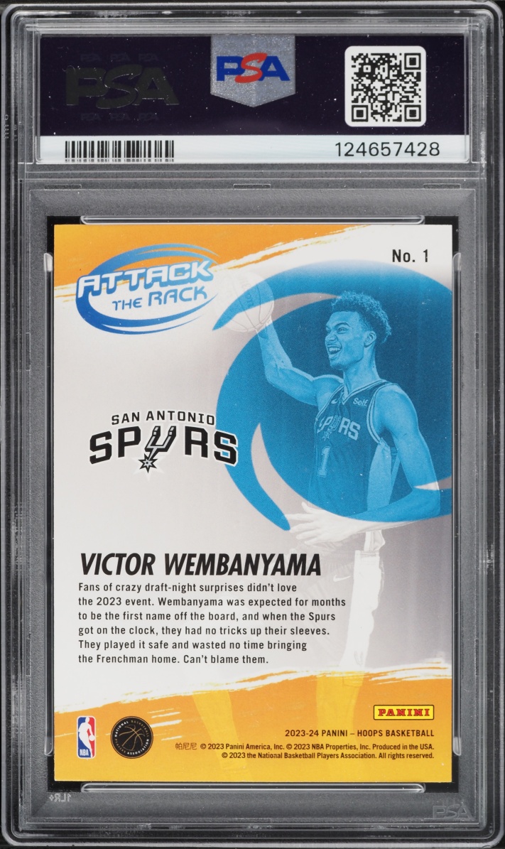 2023 Hoops Attack The Rack Victor Wembanyama ROOKIE #1 PSA 10 GEM MINT