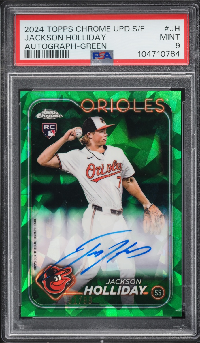 2024 Topps Chrome Update Sapphire Green Jackson Holliday ROOKIE AUTO /99 #USA-JH PSA 9 MINT