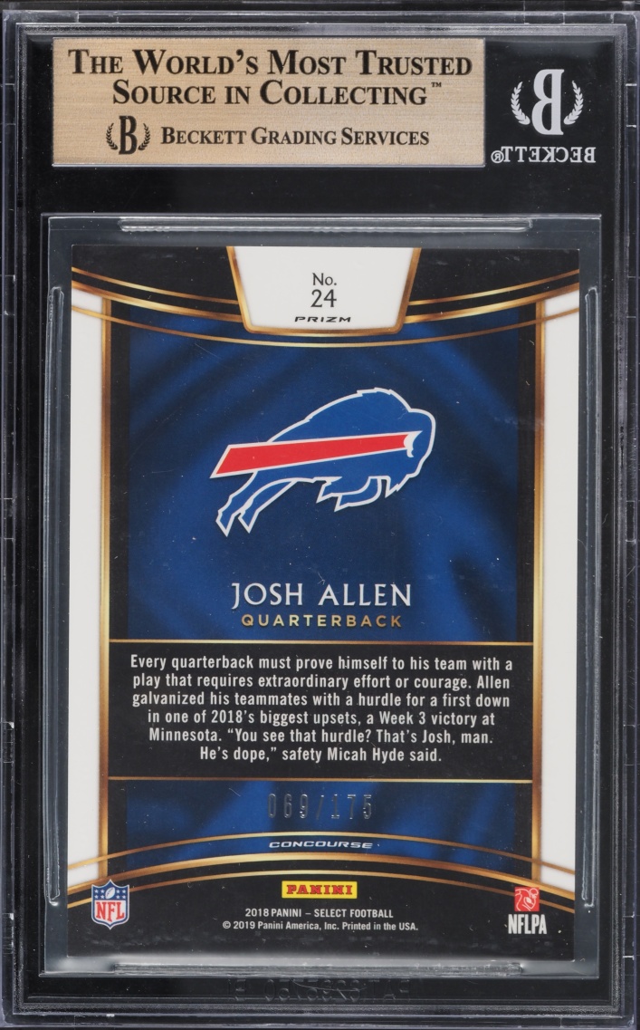 2018 Select Concourse Blue Prizm Josh Allen ROOKIE /175 #24 BGS 9.5 GEM MINT