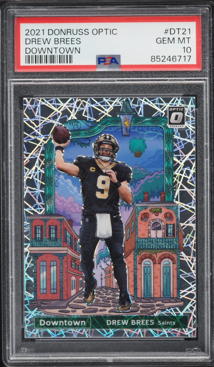 2021 Donruss Optic Downtown Prizm Drew Brees #DT-21 PSA 10 GEM MINT