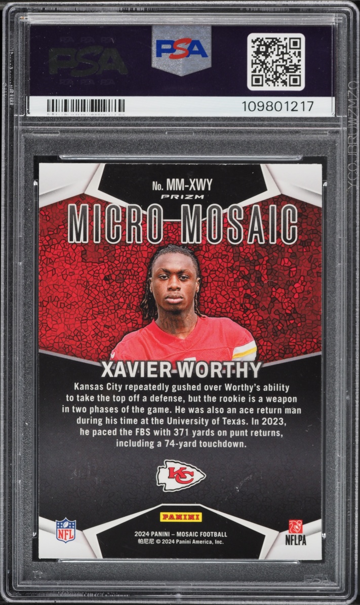 2024 Panini Mosaic Micro Prizm Xavier Worthy ROOKIE #MM-XWY PSA 10 GEM MINT
