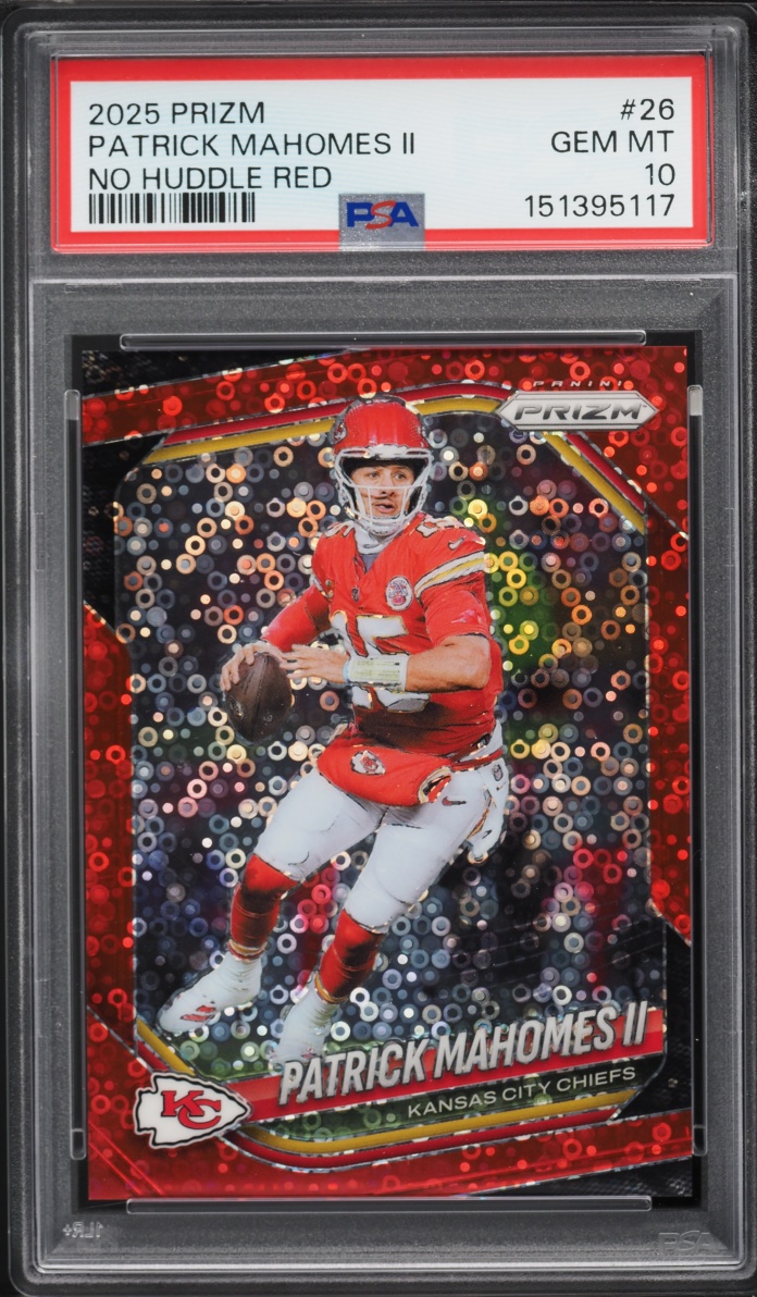 2025 Panini Prizm No Huddle Red Patrick Mahomes II /99 #26 PSA 10 GEM MINT