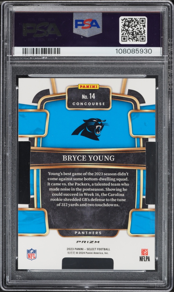 2023 Select Concourse Zebra Prizm Die-Cut Bryce Young ROOKIE #14 PSA 9 MINT