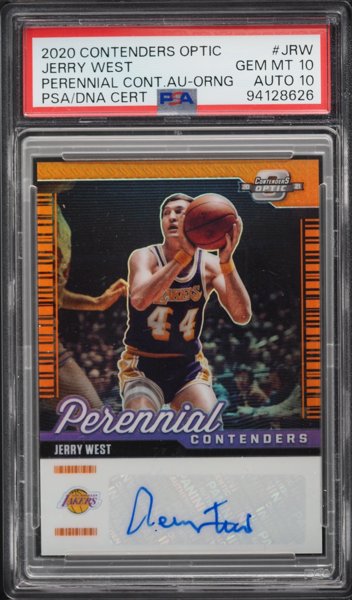 2020 Panini Contenders Optic Perennial Orange Jerry West AUTO DNA 10 /25 #JRW PSA 10 GEM MINT
