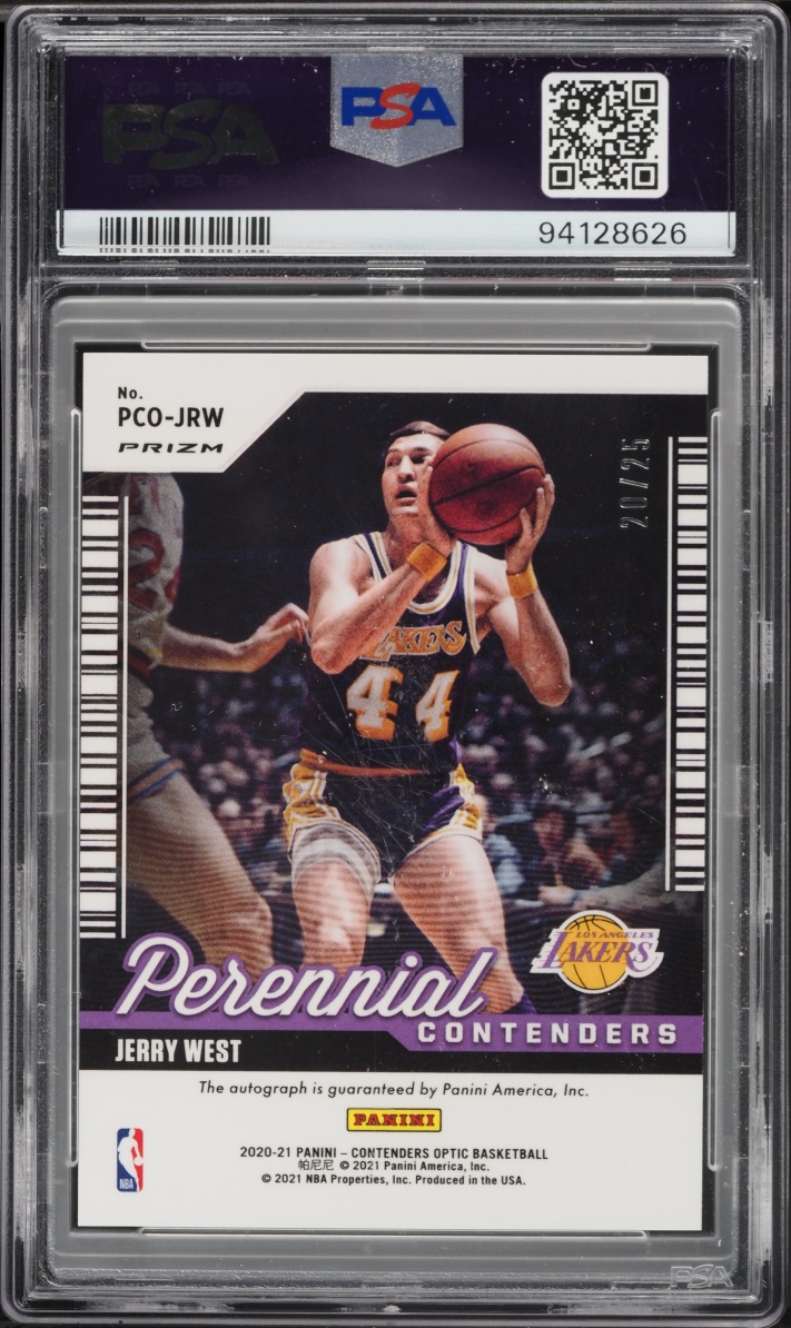2020 Panini Contenders Optic Perennial Orange Jerry West AUTO DNA 10 /25 #JRW PSA 10 GEM MINT