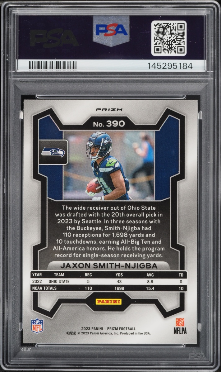 2023 Panini Prizm Disco Jaxon Smith-Njigba ROOKIE #390 PSA 10 GEM MINT