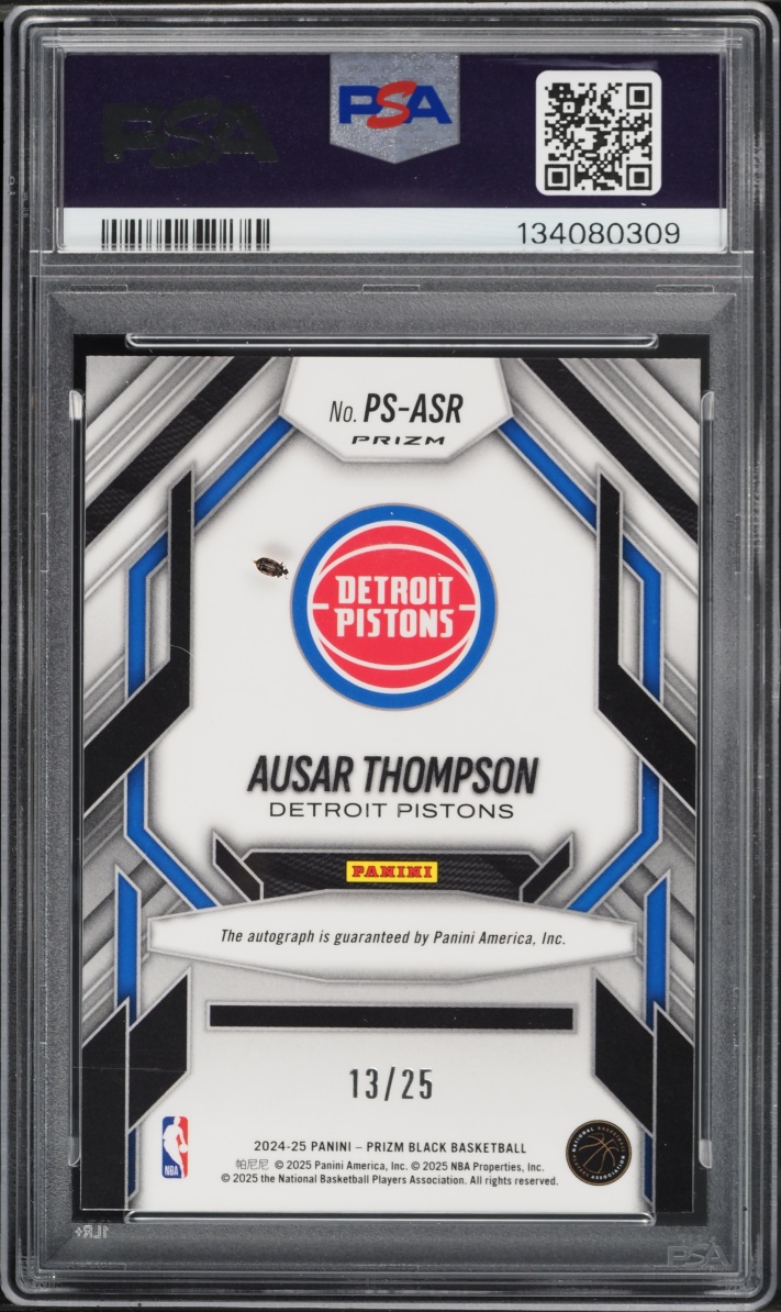 2024 Panini Prizm Black Prolific Mojo Ausar Thompson AUTO /25 #PS-ASR PSA 10 GEM MINT