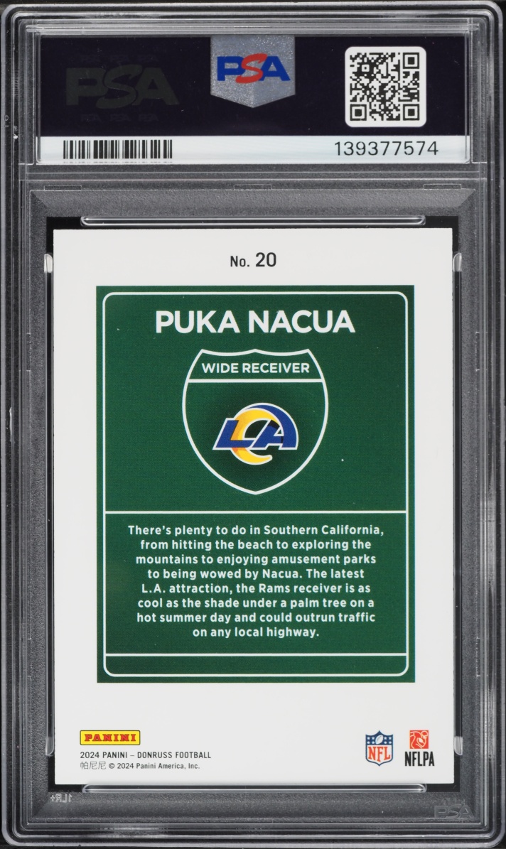 2024 Donruss Downtown Puka Nacua #20 PSA 9 MINT