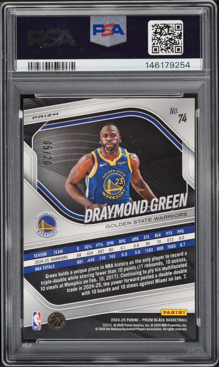 2024 Panini Prizm Black Cherry Blossom Draymond Green /20 #74 PSA 10 GEM MINT