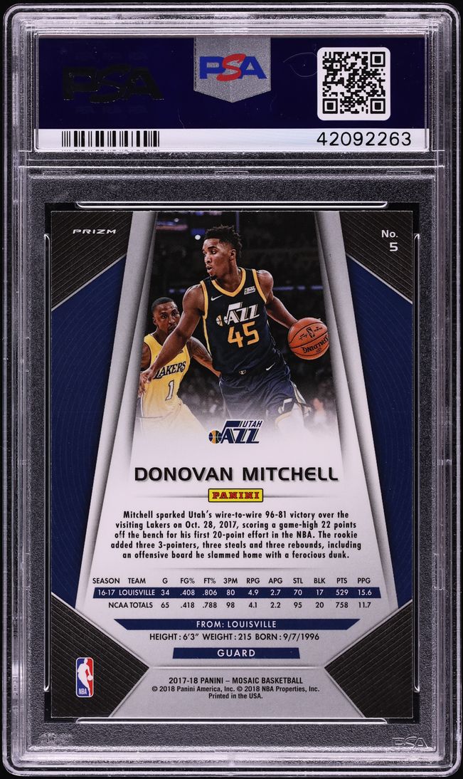 2017 Panini Prizm Mosaic Donovan Mitchell ROOKIE #5 PSA 10 GEM MINT