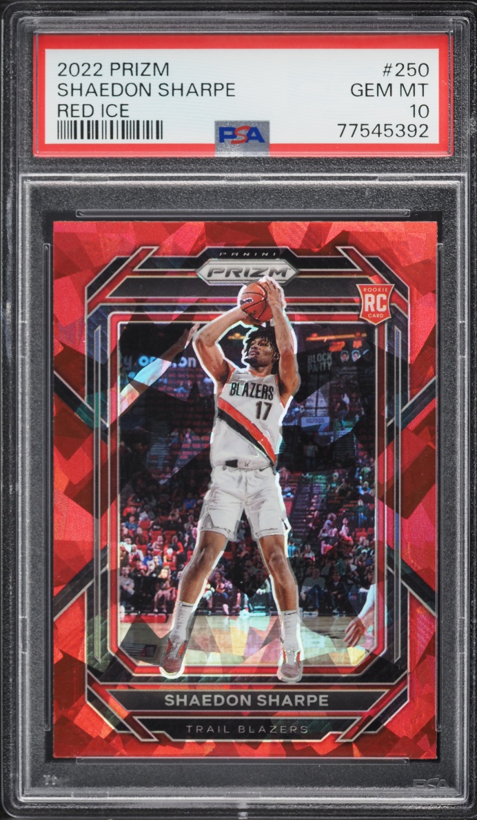 2022 Panini Prizm Red Ice Shaedon Sharpe ROOKIE #250 PSA 10 GEM MINT
