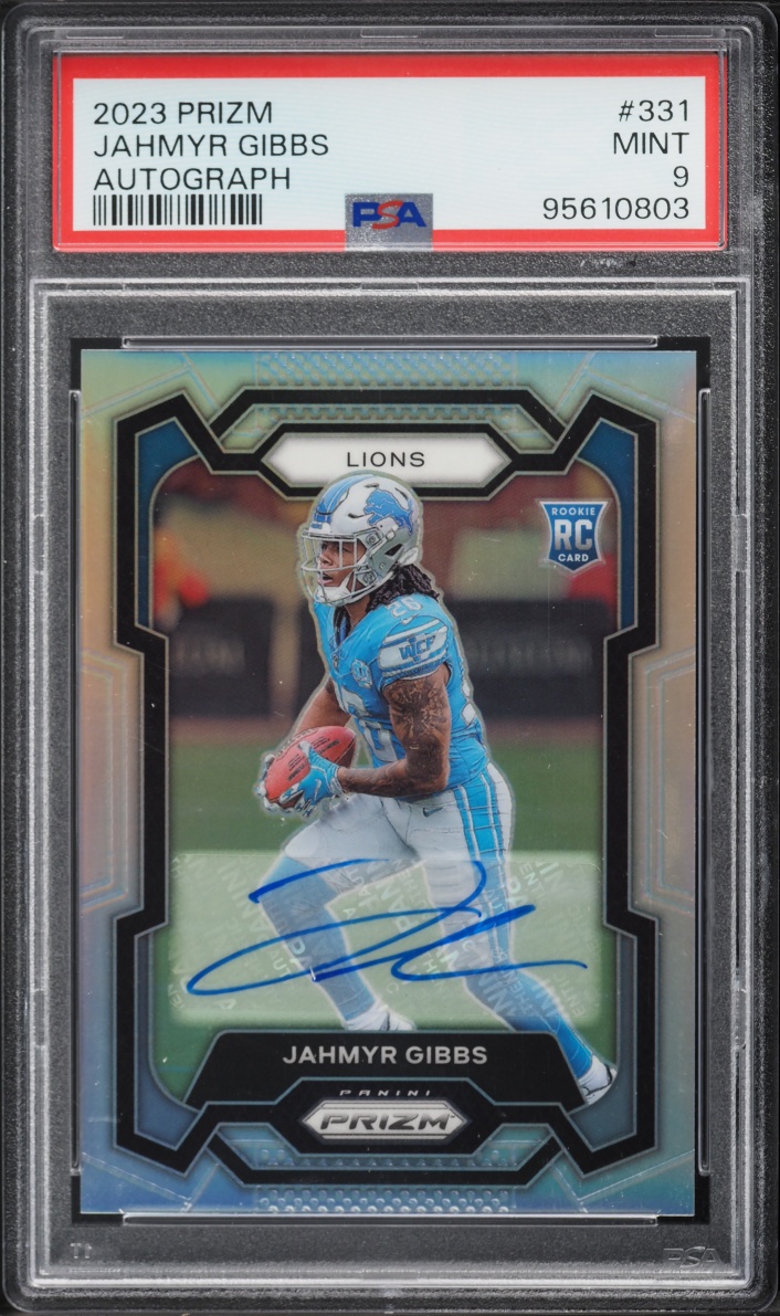 2023 Panini Prizm Silver Jahmyr Gibbs ROOKIE AUTO #331 PSA 9 MINT