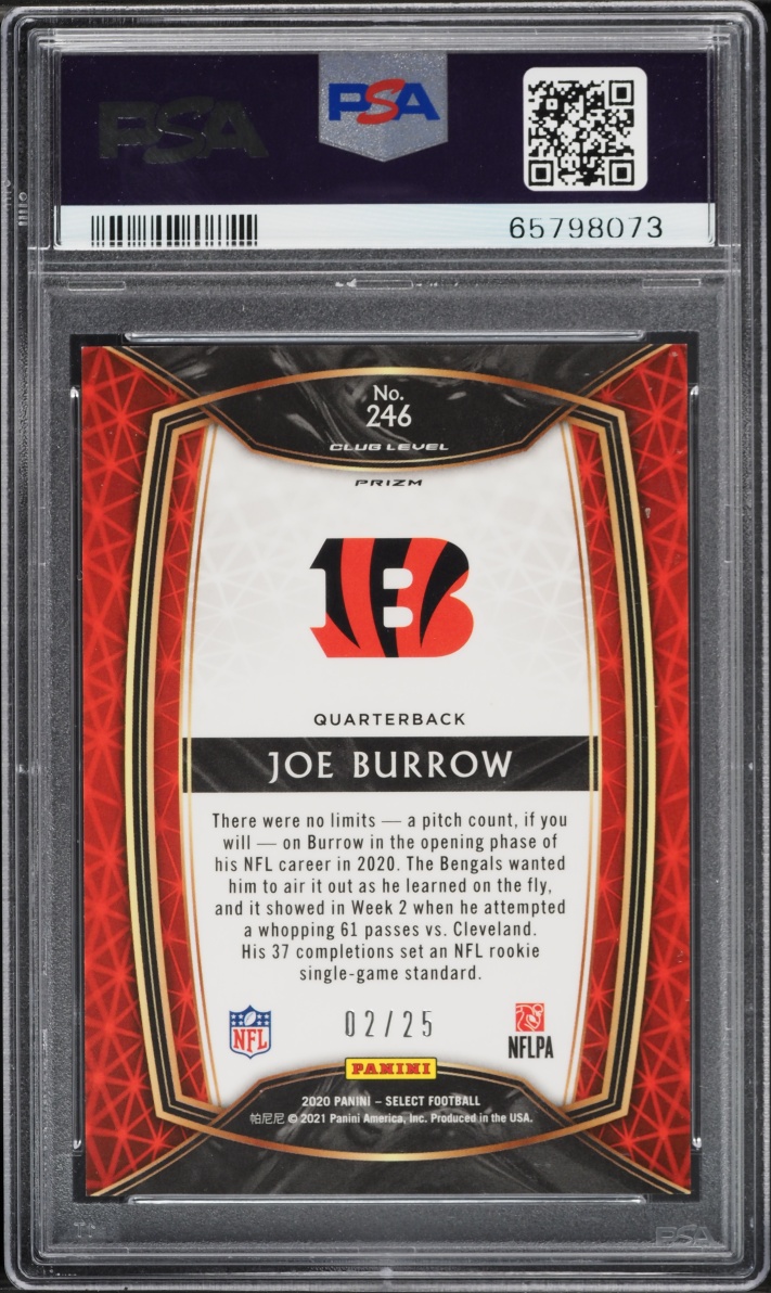 2020 Select Club Level Tie-Dye Prizm Joe Burrow ROOKIE /25 #246 PSA 10 GEM MINT