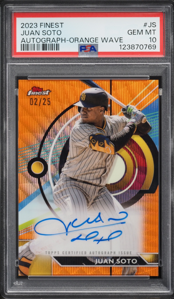 2023 Finest Orange Wave Juan Soto AUTO /25 #FA-JS PSA 10 GEM MINT