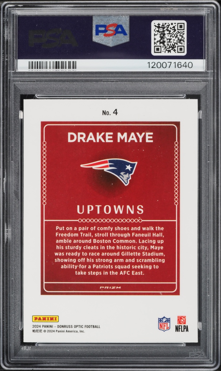 2024 Donruss Optic Uptowns Prizm Drake Maye ROOKIE #4 PSA 10 GEM MINT