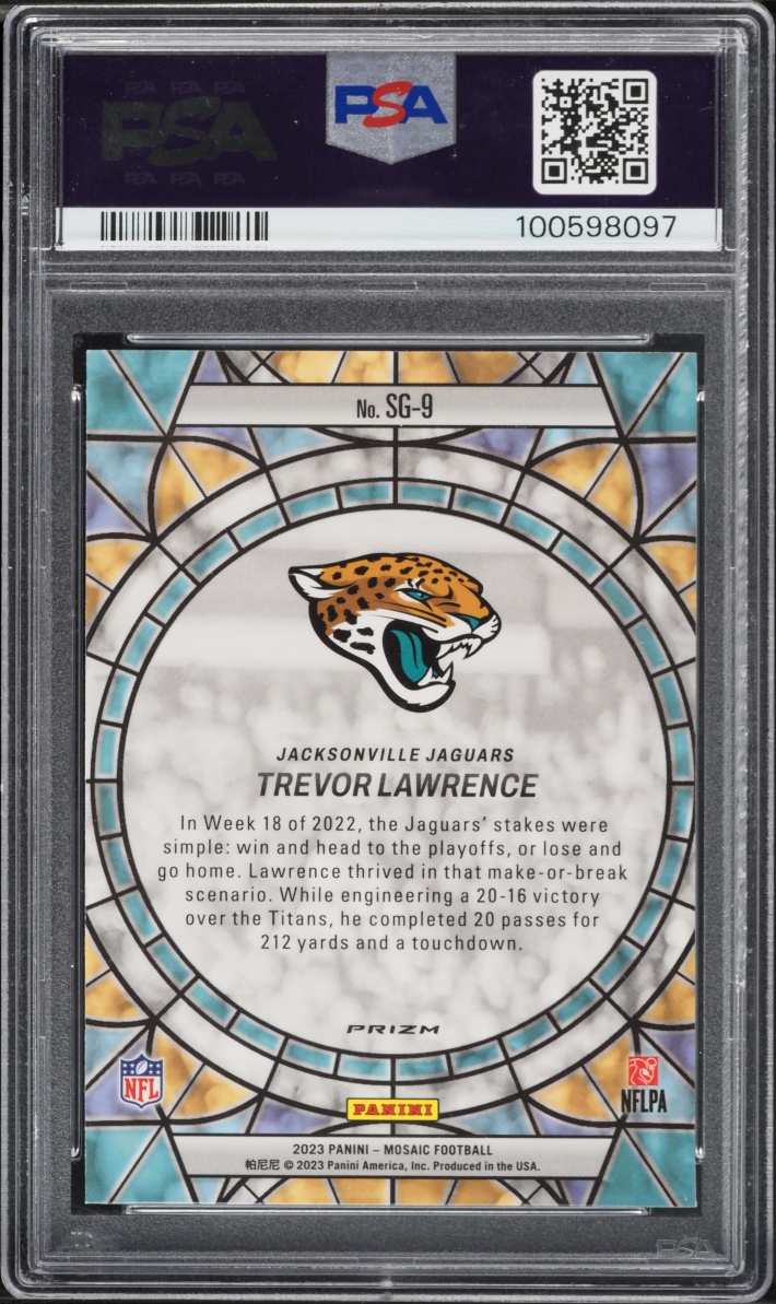 2023 Panini Mosaic Stained Glass Prizm Trevor Lawrence #SG-9 PSA 10 GEM MINT