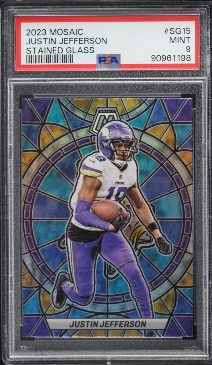 2023 Panini Mosaic Stained Glass Prizm Justin Jefferson #SG-15 PSA 9 MINT