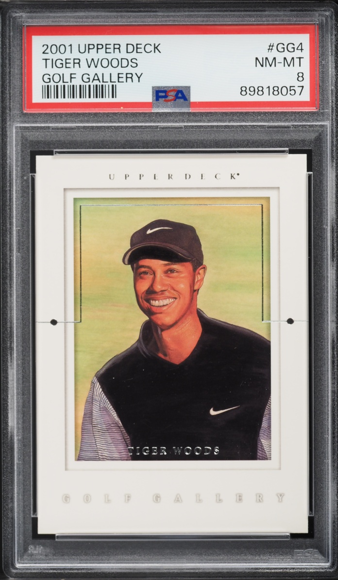 2001 Upper Deck Golf Gallery Tiger Woods ROOKIE #GG4 PSA 8 NM-MT