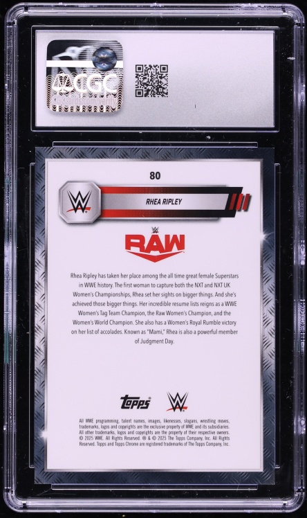 2025 Topps Chrome WWE Orange Geometric Refractor Rhea Ripley /25 #80 CGC 10 GEM MINT