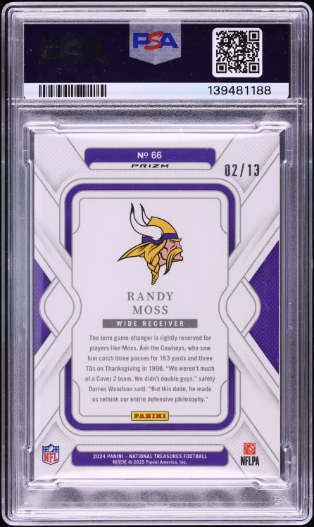 2024 National Treasures Premium Stars & Stripes Randy Moss /13 #66 PSA 8 NM-MT
