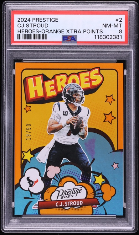 2024 Panini Prestige Heroes Orange Xtra Points CJ Stroud /50 #2 PSA 8 NM-MT