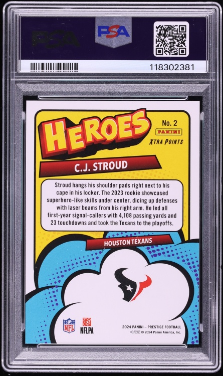 2024 Panini Prestige Heroes Orange Xtra Points CJ Stroud /50 #2 PSA 8 NM-MT