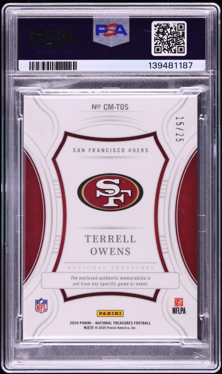 2024 National Treasures Century Materials Holo Silver Terrell Owens PATCH /25 #TOS PSA 9 MINT