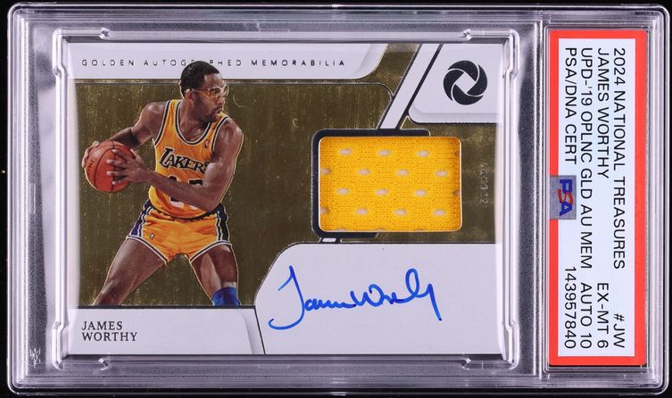 2024 National Treasures Update '19 Oplnc Gold James Worthy PATCH AUTO DNA 10 /49 #JW PSA 6 EXMT