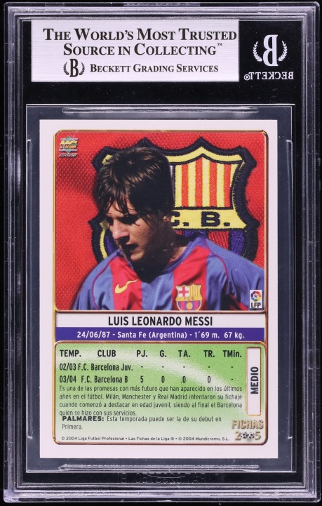 2004 Mundi Cromo Fichas Lionel Messi ROOKIE #617 BGS 8.5 NM-MT+