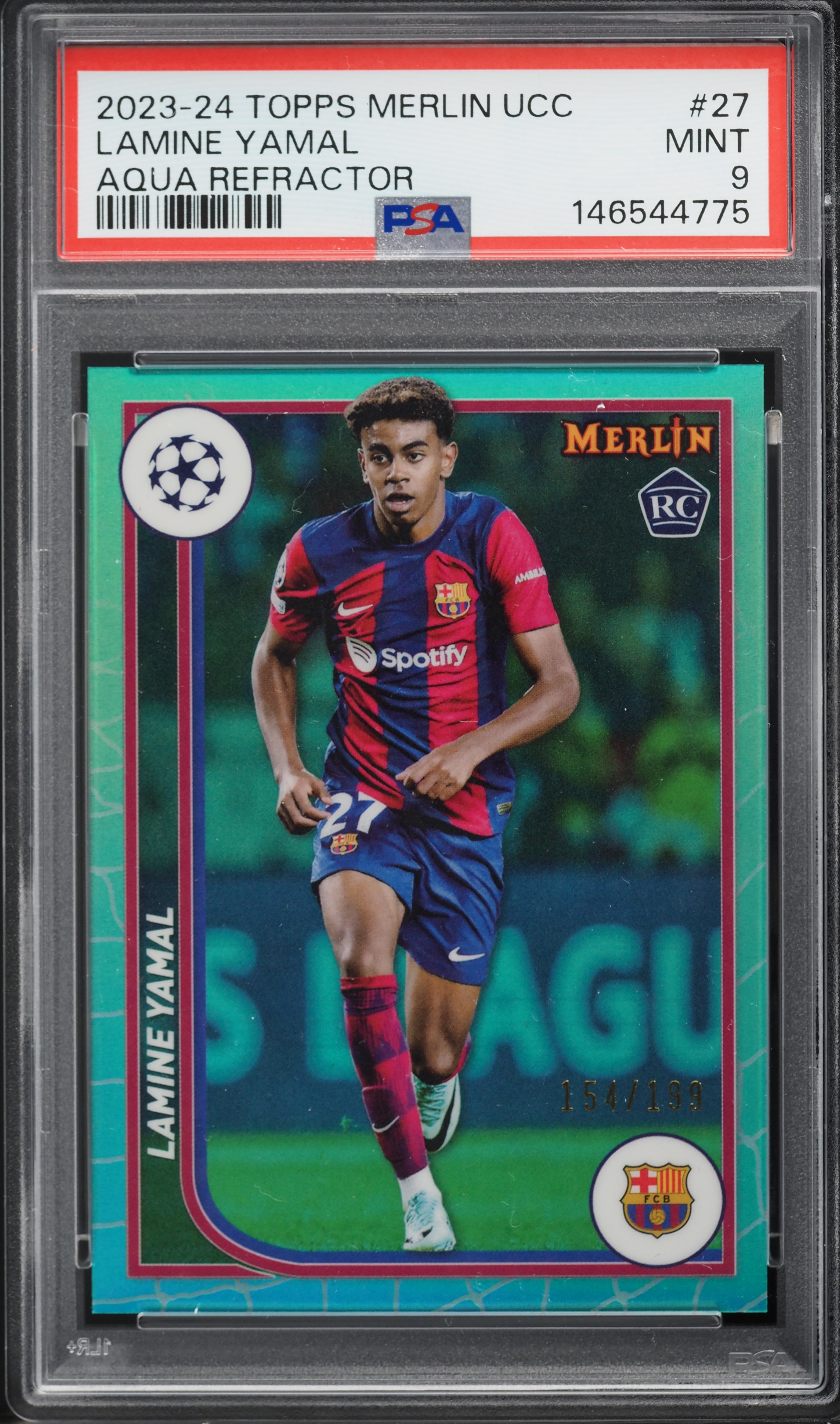 2023 Topps Merlin UEFA Club Competitions Aqua Refractor Lamine 