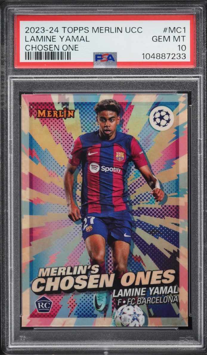 2023 Topps Merlin UEFA Club Competitions Chosen Ones Lamine Yamal ROOKIE #MC-1 PSA 10 GEM MINT
