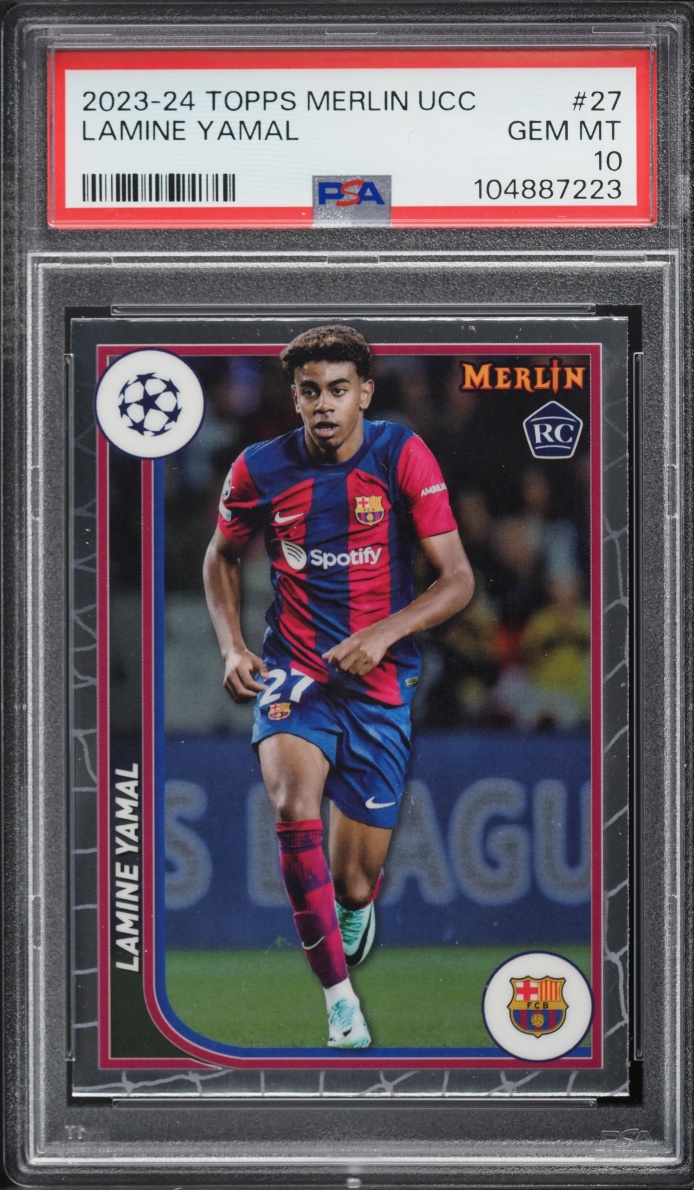 2023 Topps Merlin UEFA Club Competitions Lamine Yamal ROOKIE #27 PSA 10 GEM MINT