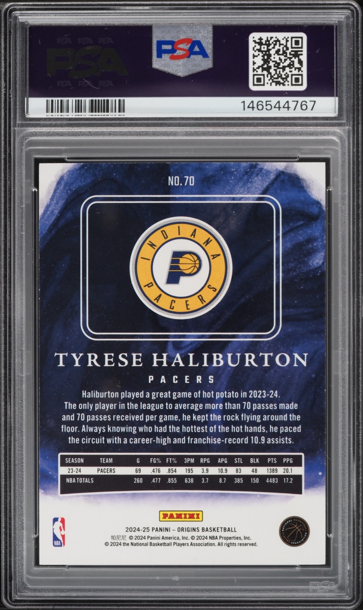 2024 Panini Origins Amethyst Tyrese Haliburton /8 #70 PSA 10 GEM MINT