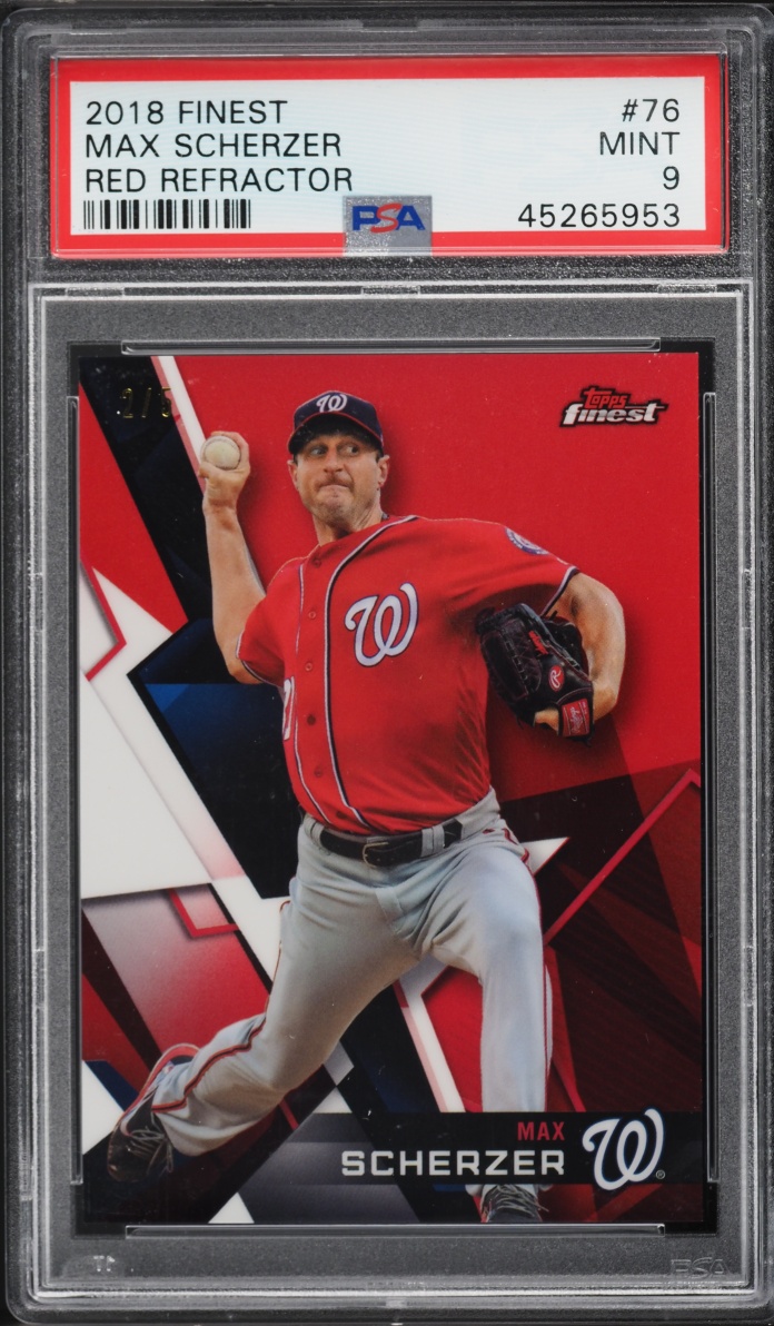 2018 Finest Red Refractor Max Scherzer /5 #76 PSA 9 MINT