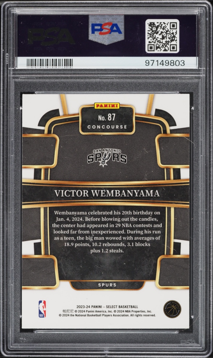 2023 Select Concourse Blue Victor Wembanyama ROOKIE #87 PSA 10 GEM MINT