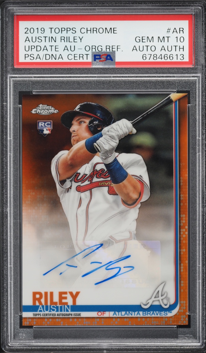 2019 Topps Chrome Update Orange Refractor Austin Riley ROOKIE AUTO DNA /25 #AR PSA 10 GEM MINT