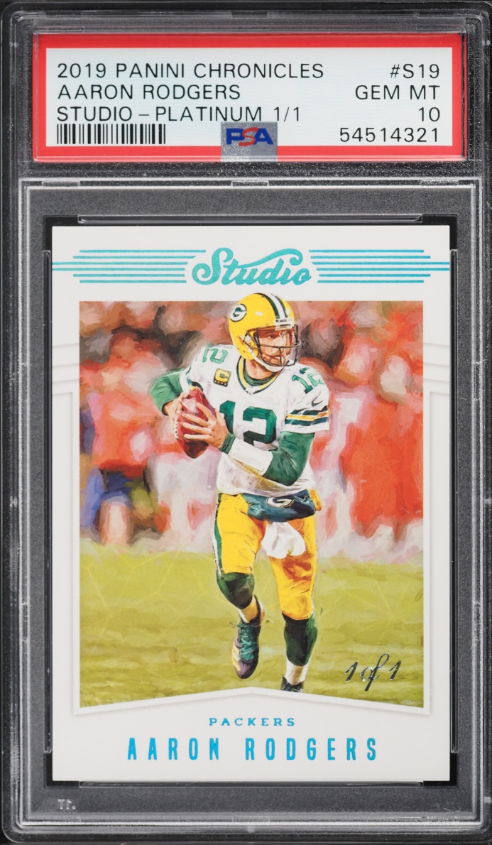 2019 Panini Chronicles Studio Platinum Aaron Rodgers 1/1 #S19 PSA 10 GEM MINT