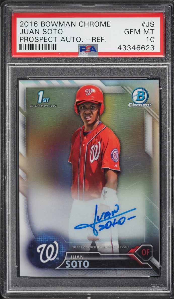 2016 Bowman Chrome Refractor Juan Soto PROSPECT AUTO /499 #CPA-JS PSA 10 GEM MINT