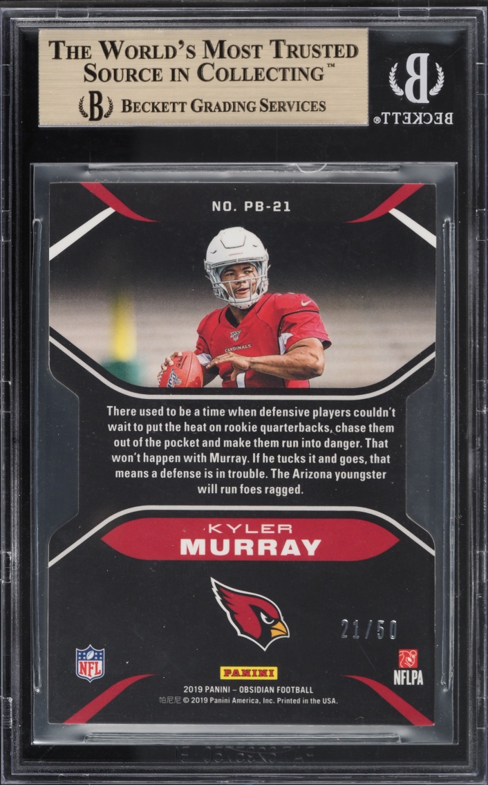 2019 Panini Obsidian Pitch Black Electric Etch Orange Kyler Murray /50 #21 BGS 9.5 GEM MINT