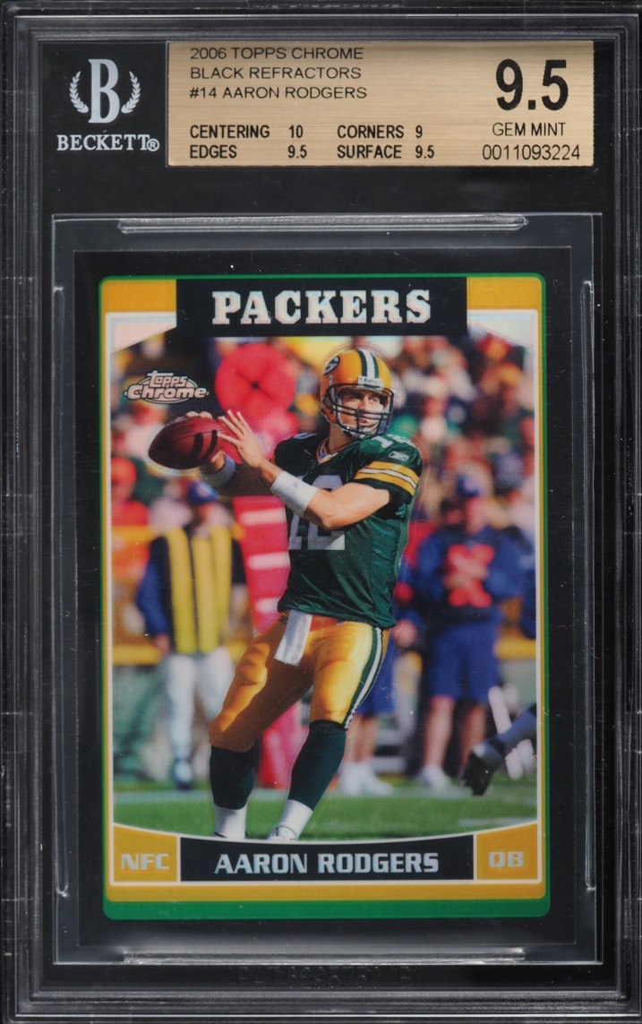 2006 Topps Chrome Black Refractor Aaron Rodgers /199 #14 BGS 9.5 GEM MINT